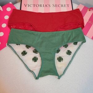 Victoria's Secret 2pk Scrunch Butt Cotton Lace Hiphugger Panties Size M